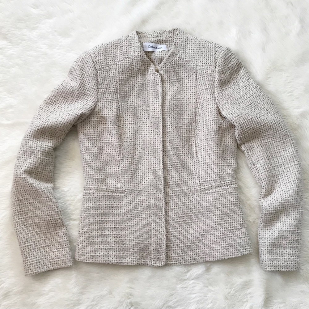 Calvin Klein • tweed zip up jacket blazer